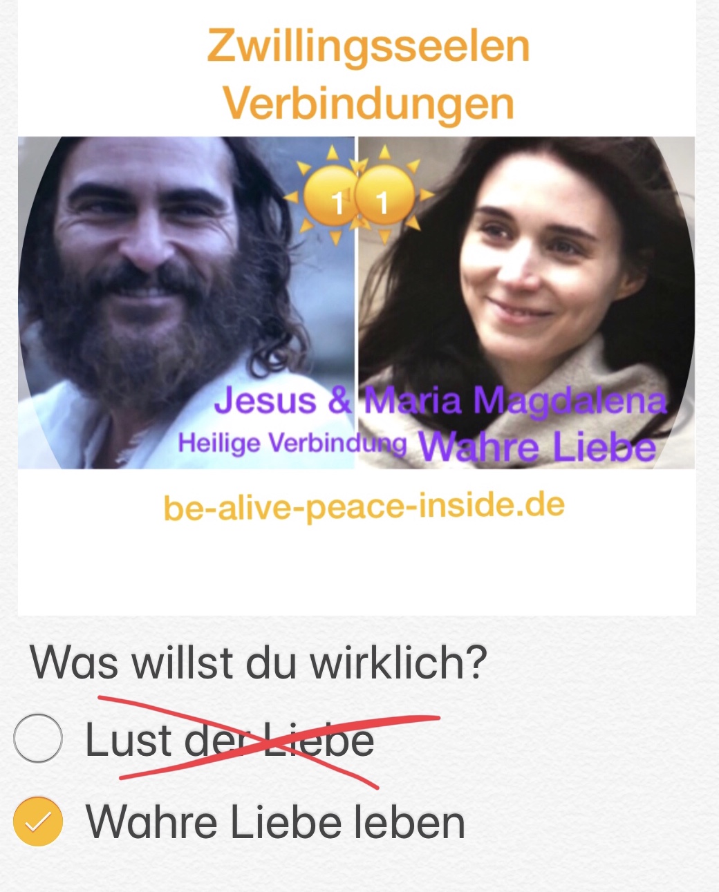 www.be-alive-peace-inside.de Bilder auss dem Film Maria Magdalena Ihre Geschichte muss erzählt werden - Twinflames wie Maria Magdalena und Jesus sind unsere Vorbilder, sie sind vor uns den Weg gegangen um wahre Liebe zu leben - Anna Anuka Sabine Lienhard 